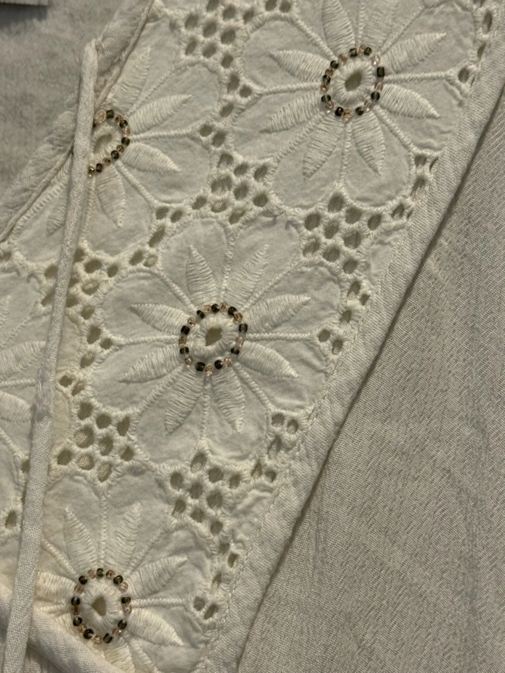 Knox Rose Ivory Crochet-Trim Long Sleeve Tiered  Boho Dress Size S - Picture 7 of 14